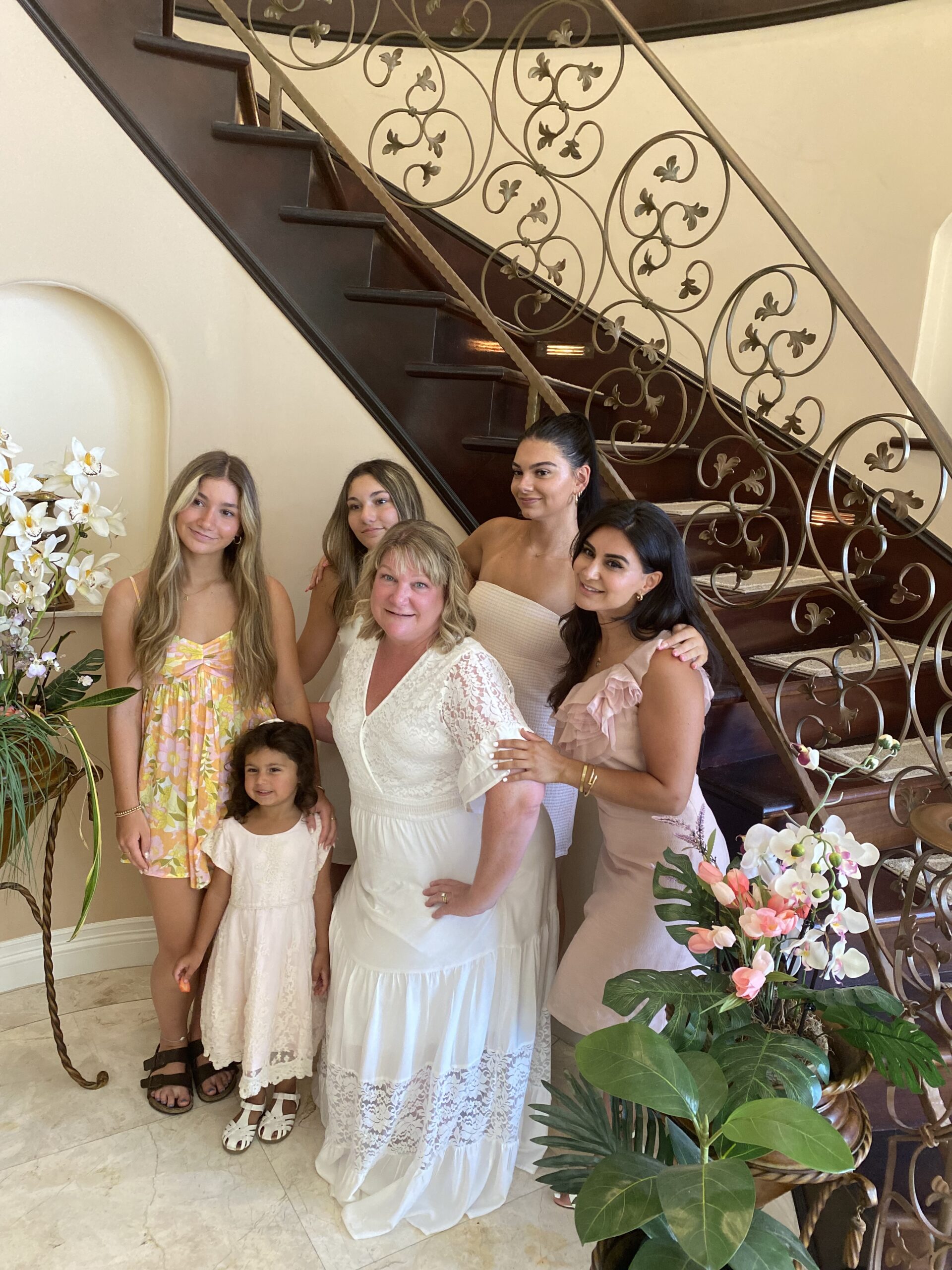 bride with her kids for vow renewal